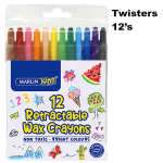 Marlin Kids Retractable Wax Crayons 12's 
